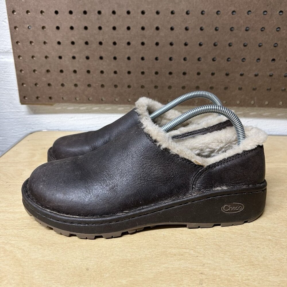 Chaco Loafers Zaagh Baa Brown Shearling Sz 8.5 Wool Lined Slip On Shoes Womens